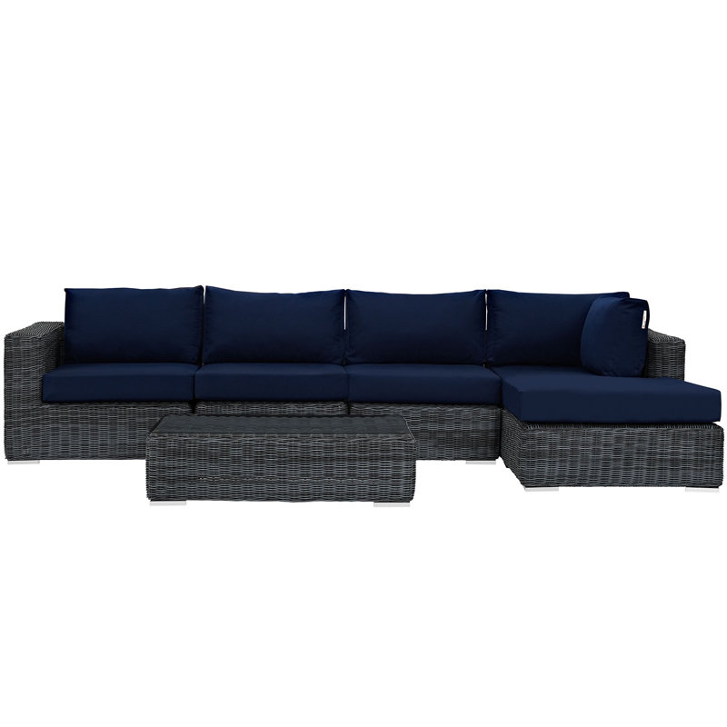 Ensemble modulaire de patio d'extérieur 5 pièces Modway Invite, Toile bleu marine Sunbrella®