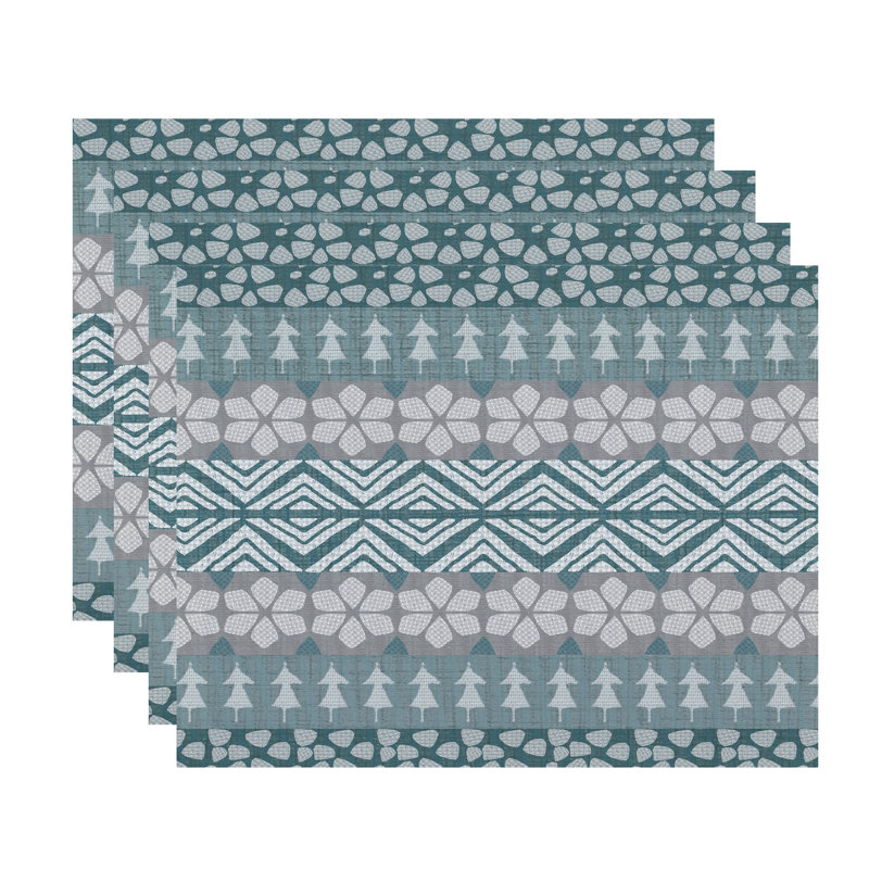 Ensemble de napperon 4-Fair Isle, Bleu sarcelle