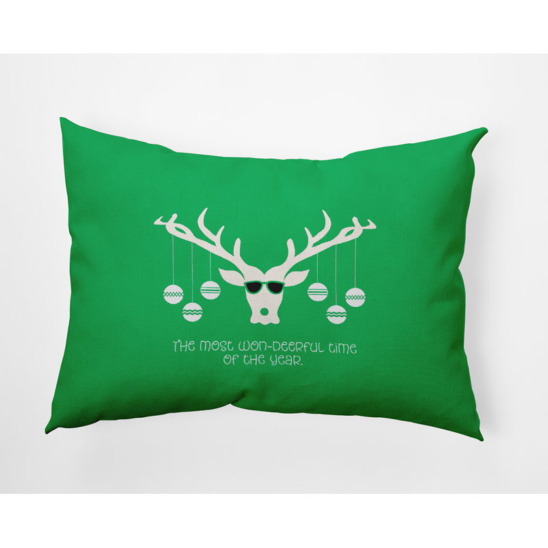 Coussin décoratif Cool Christmas Deer_PHAW1574GR66, 14 po x 20 po, Rectangulaire