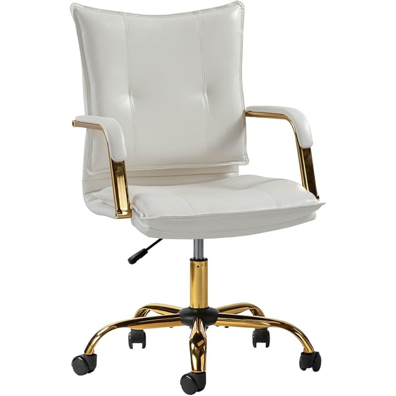 Fauteuil de bureau HULALA Home, Blanc, Gold