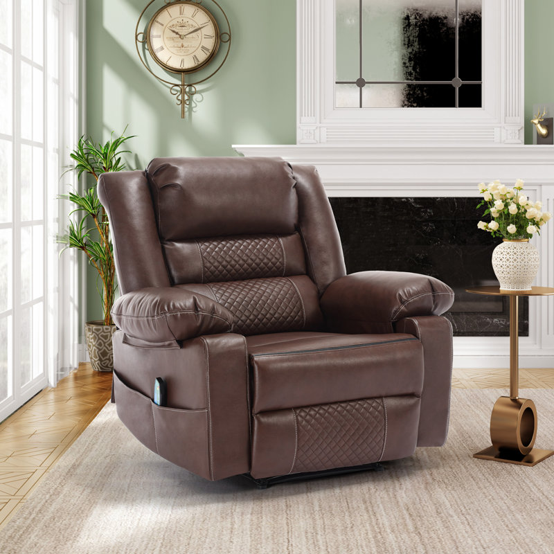 Fauteuil inclinable de massage en cuir respirant, Brun