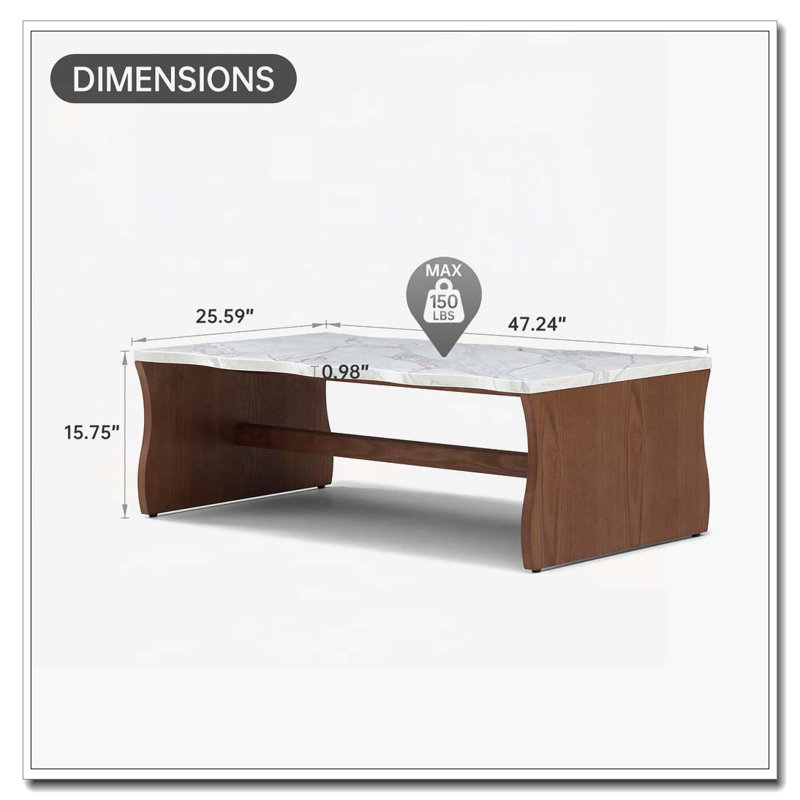 Table basse Living Room Waves, Noyer