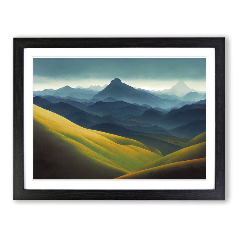 Joyous Mountain Landscape - Framed Print, Black, 34cm H x 46cm W x 2cm D