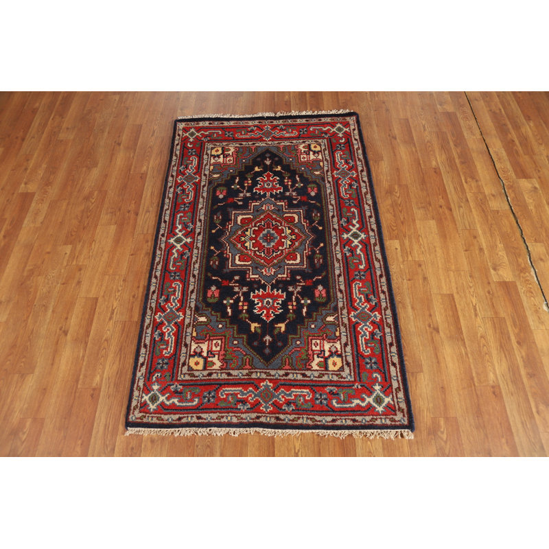Tapis indien bleu fait à la main 3 x 5