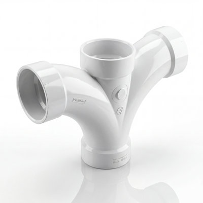 2" x 2" x 2" x 2" PVC DWV Double Fixture Fitting Hub, White PVC Drain, Waste & Vent Fitting, (25 Pack)