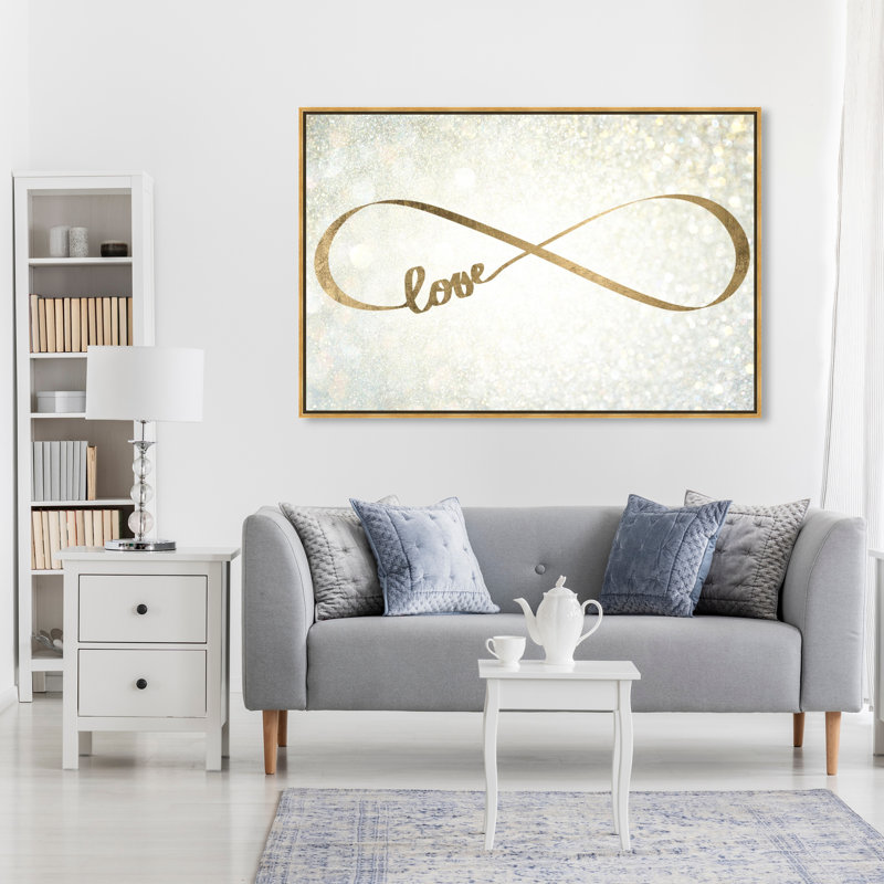 Citations et dictons «Sparkle Love» - impression, H 20 po x l 30 po, Toile avec cadre doré