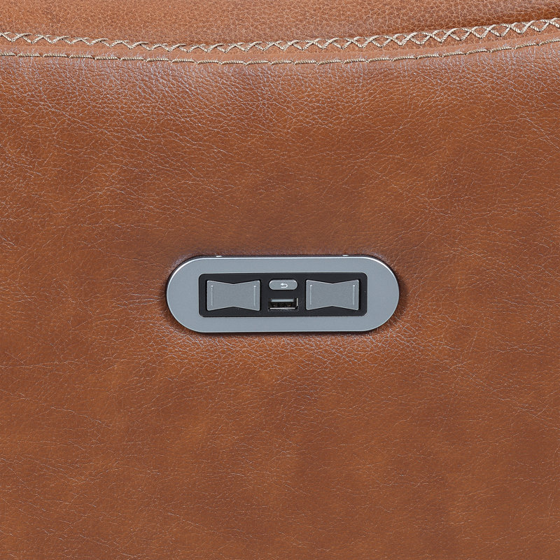 Aoosaf Upholstered 82.5'' Reclining Sofa, Caramel Leather Match