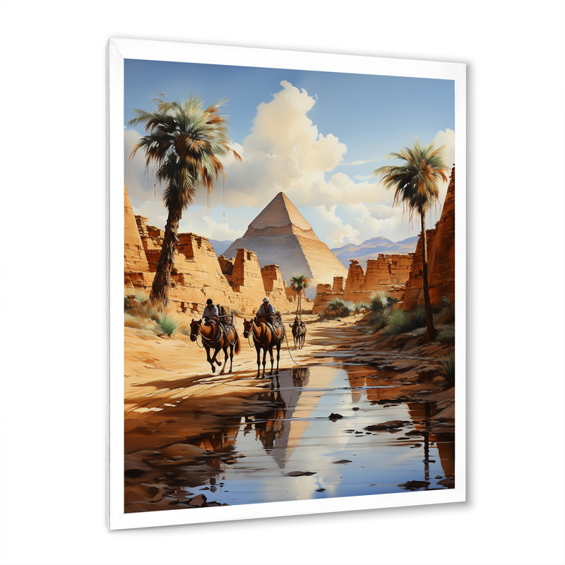 Pyramides majestueuses égyptiennes II - Égypte, art mural, H 44 po x l 34 po x P 1,5 po, Cadre photo blanc