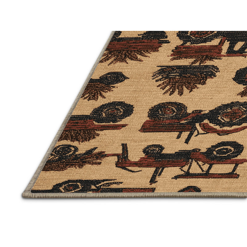 Tapis de transport brun lavable à la machine, Carré 5 pi