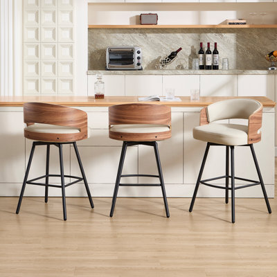 Counter Stool & Bar Stool With Curved Backrest And Metal Frame by 17 Stories
