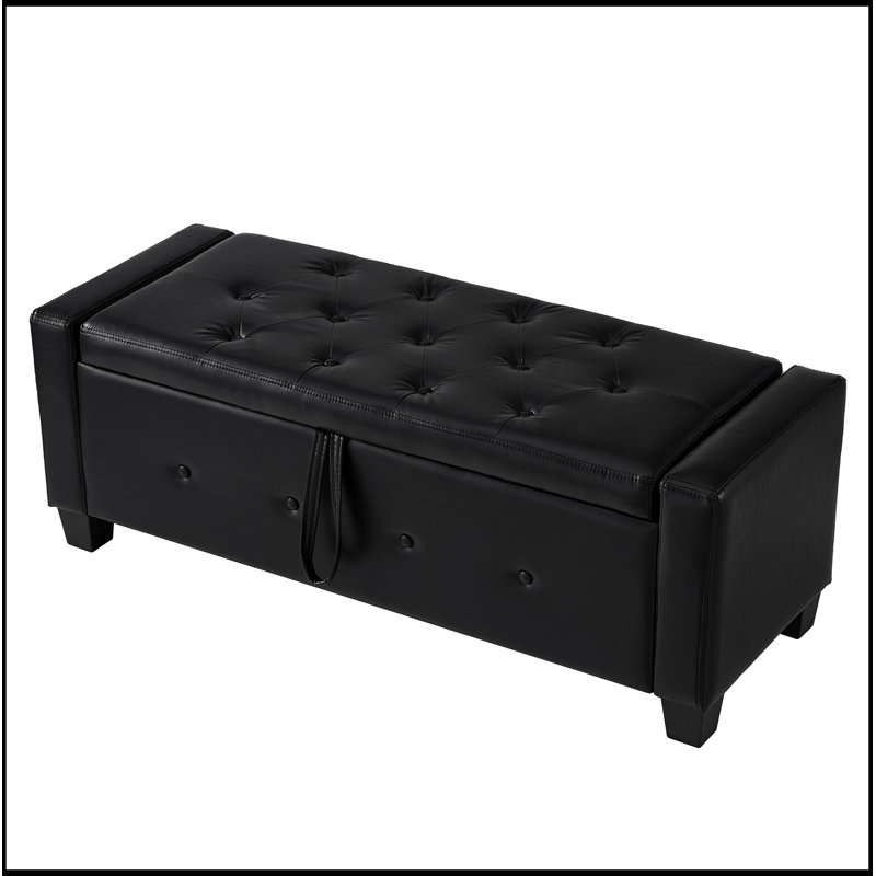 Banc rembourré capitonné avec rangement, Noir