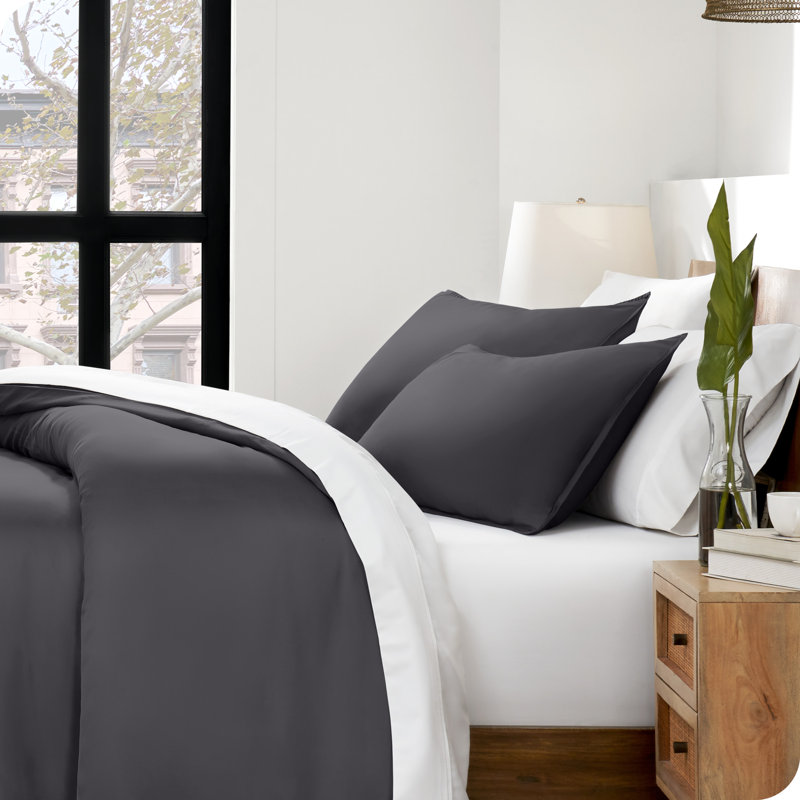 Full/Queen Forged Iron Grey TENCEL Lyocell Duvet Cover Set