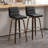 Swivel Upholstered Counter & Bar Stool With Solid Wood Frame and L-Shaped PU Leather Back-588686645-588686632