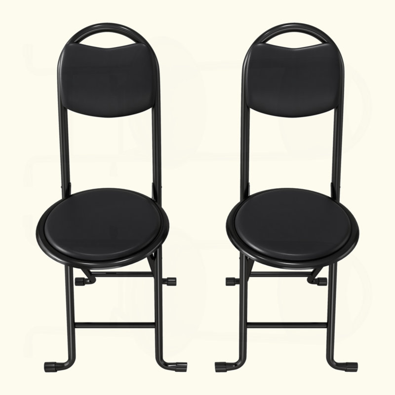 Tabouret pliant 2 pièces avec dossier, tabouret pliant rembourré et rembourré, chaises pliantes portatives pour la cuisine à l'intérieur et à l'extérieur (café, date prévue de livraison: 2025/6/30)
