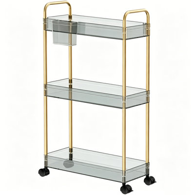 3-Tier Acrylic Shelf,Multi-functional Rolling Practical Rrolley,Flexible & Durable