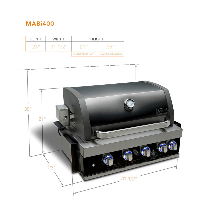 Mont Alpi 32" Black Stainless Steel Built-in Grill
