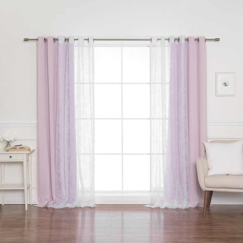 Evelina Room Darkening Curtain Panel Pair, Light Pink, 52" x 96"