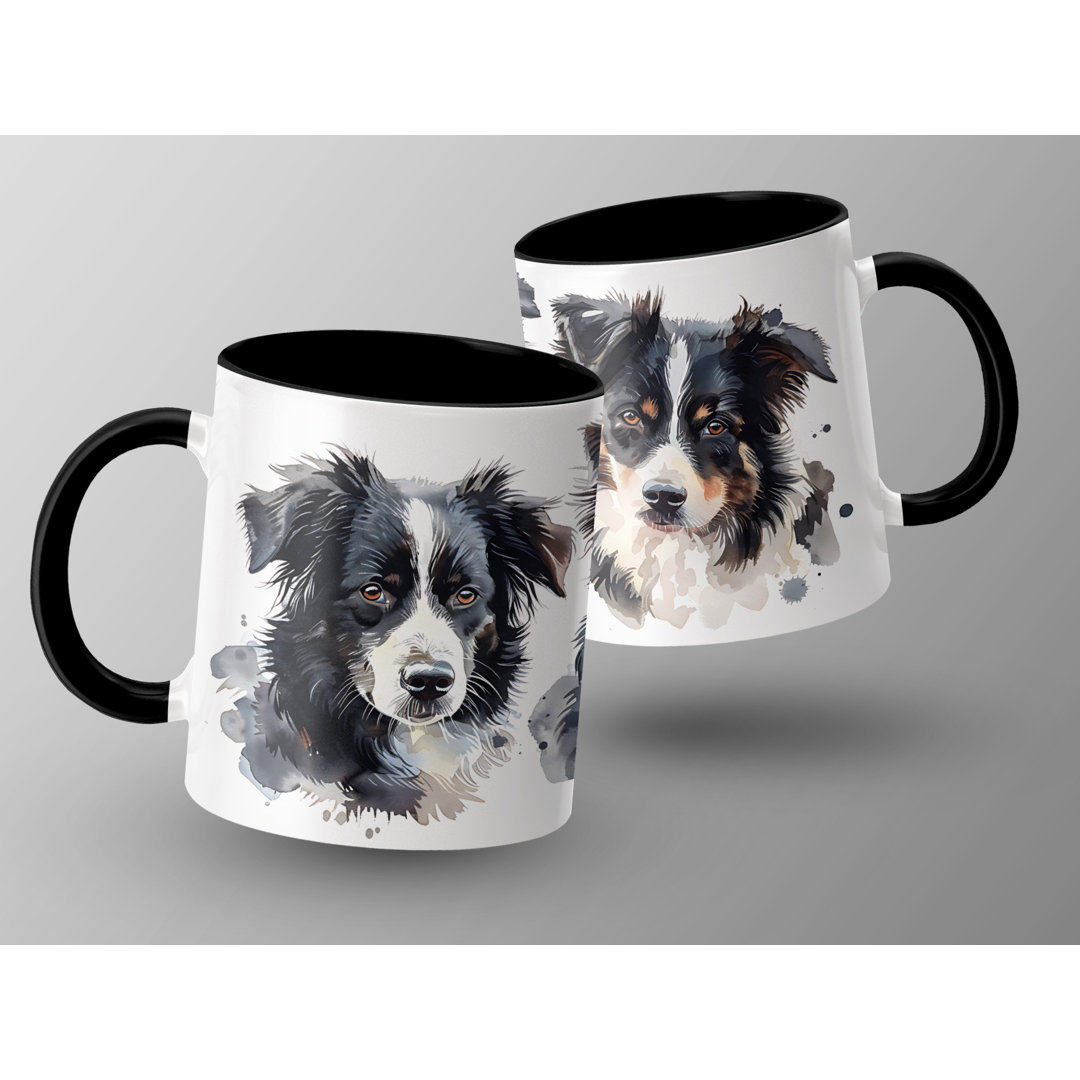 Watercolor Border Collie Design 11oz Coffee Mug