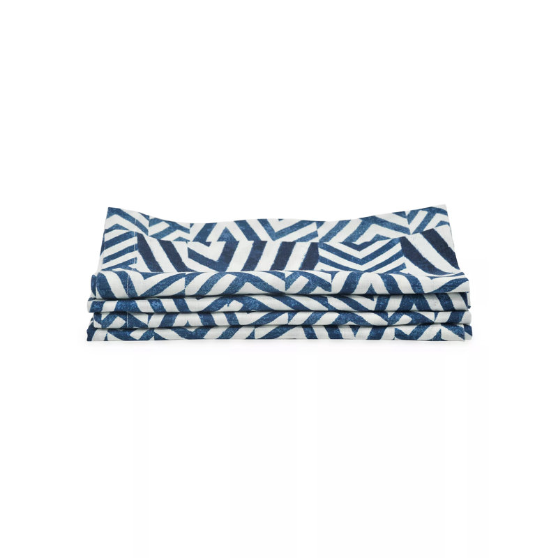 Tile Napkins, Set Of 4, Navy/White