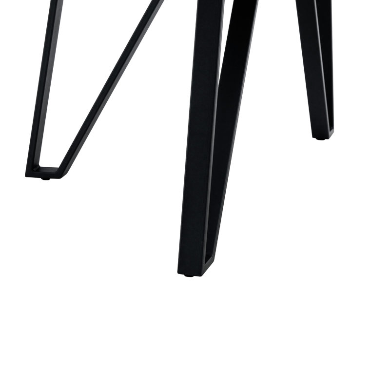 Table de salle à manger et de cuisine brune de 48,18 po de largeur, quatre pieds en épingle à cheveux en métal, tablette ouverte pour le rangement dans un coin en alcôve