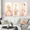 «Gentle Harmony Circular Geometric Vintage Pink», 3 pièces sur toile