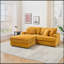 Canapé 88,58 pouces en velours côtelé orange avec un seul pied de rangement et quatre coussins, doux et élégant pour une détente confortable-975834706