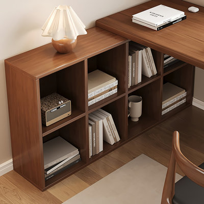 Simple Solid Wood L-Shaped Storage Desk by One Allium Way