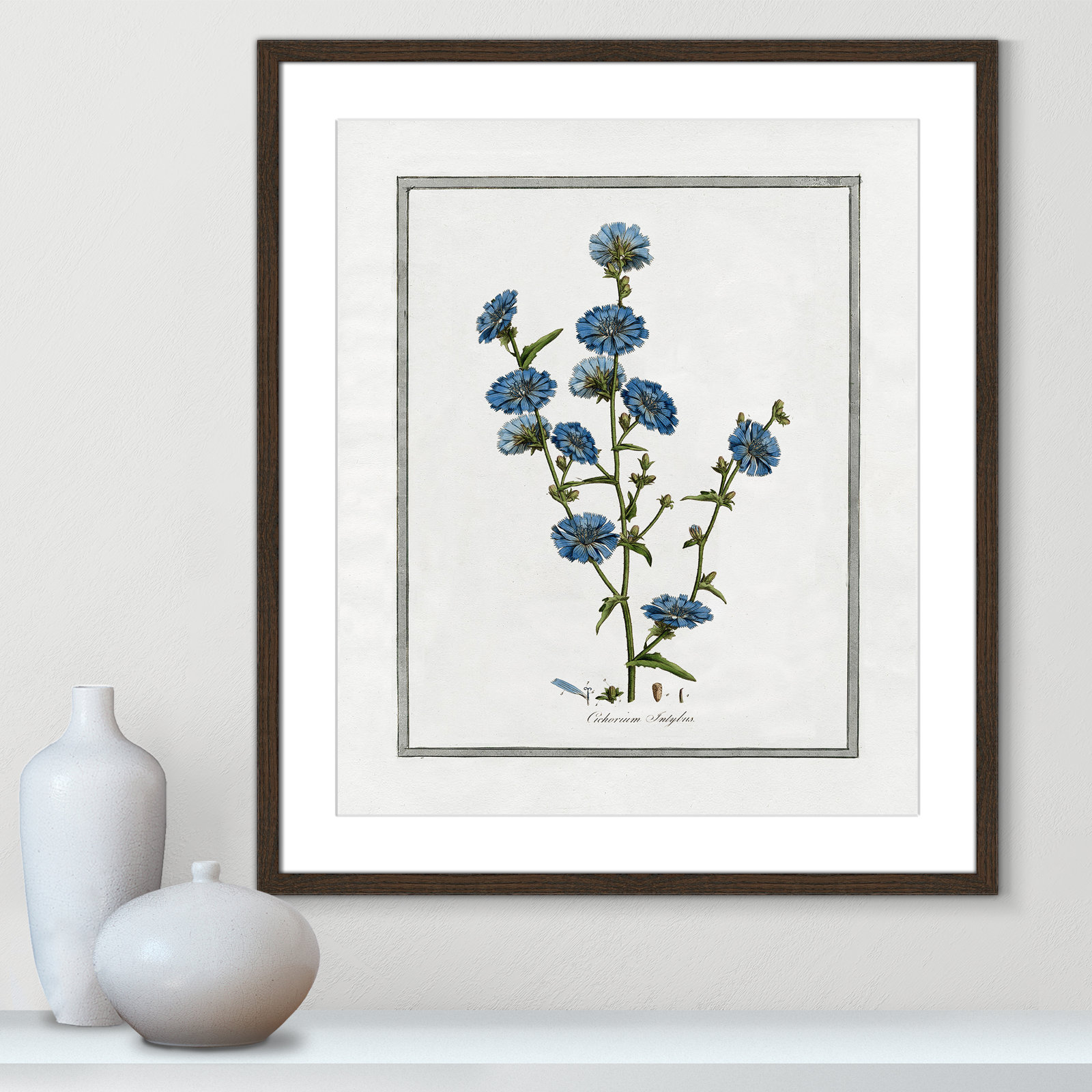 Colombe "Soft Botanical I" Print, 21.5" W x 25.5" H, Walnut Framed