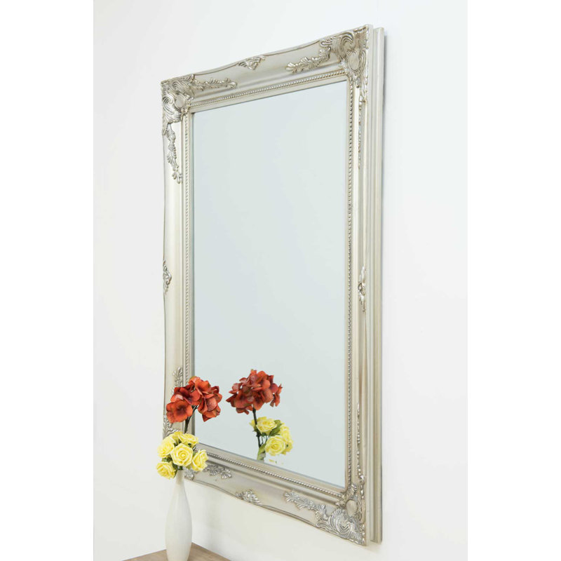 Alexandre Wood Flat Wall Mirror, 110cm H x 79cm W, Silver