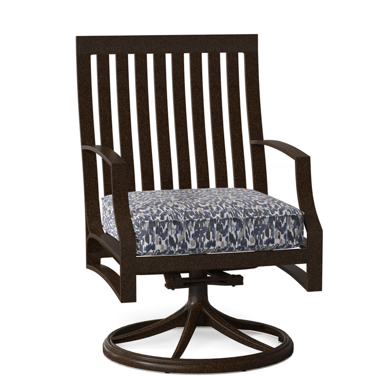 Seal Cove Outdoor Dining Armchair, Chestnut Brown, Brisa Charcoal Distressed Faux Leather