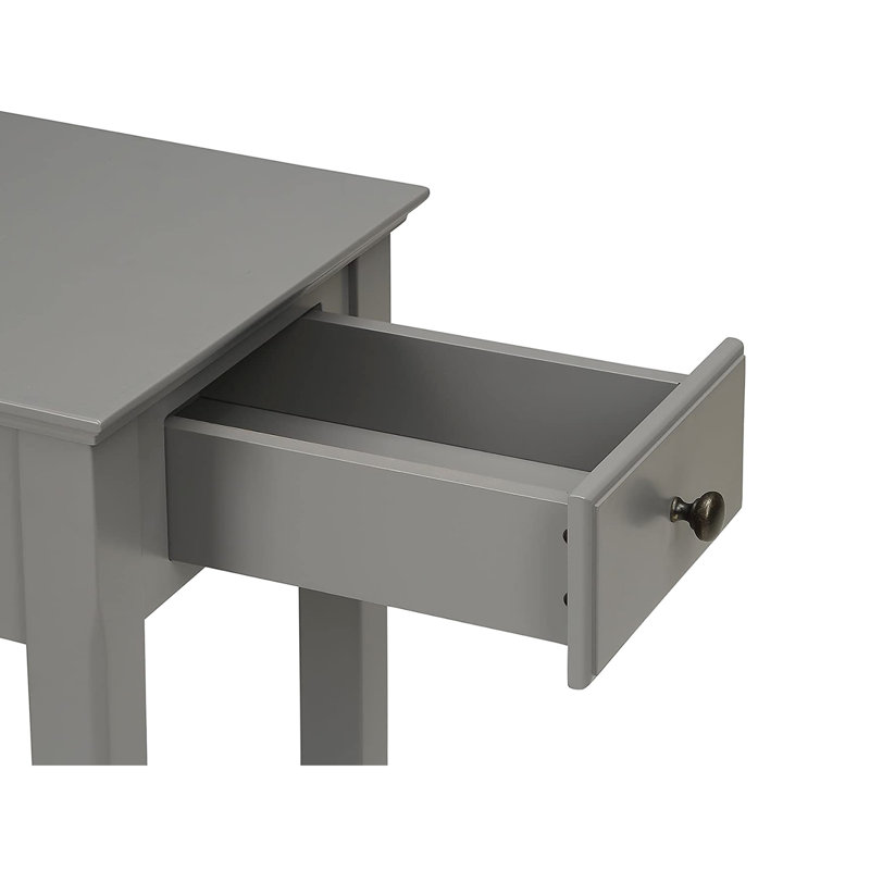 Grey Accent Table With Bottom Shelf