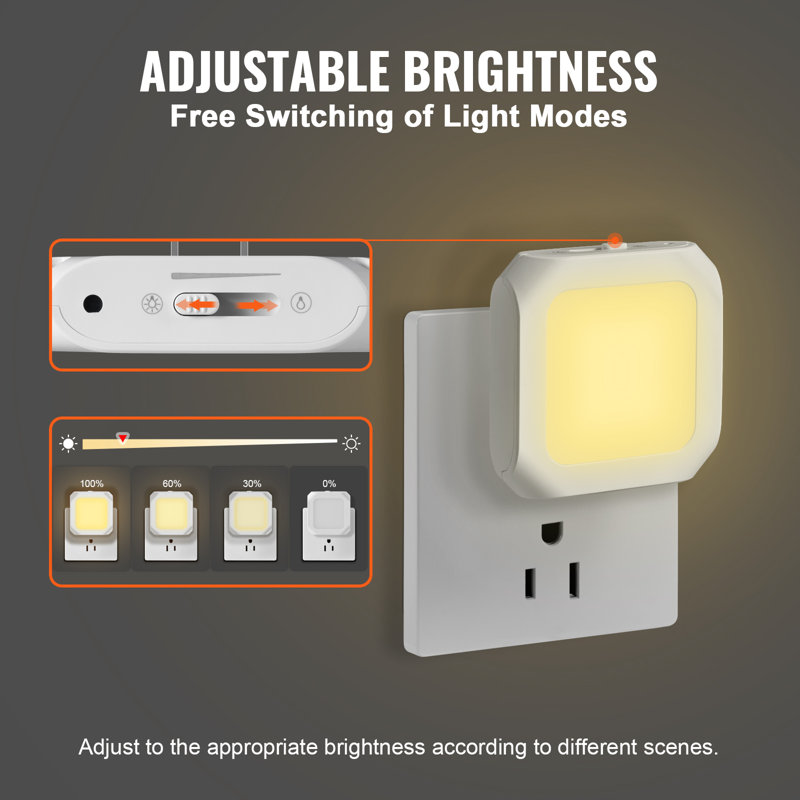 White Polycarbonate LED Night Light with Mobile Control, 2-Pack