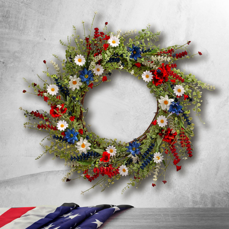 24" Geranium Daisy & Astilbe Wreath
