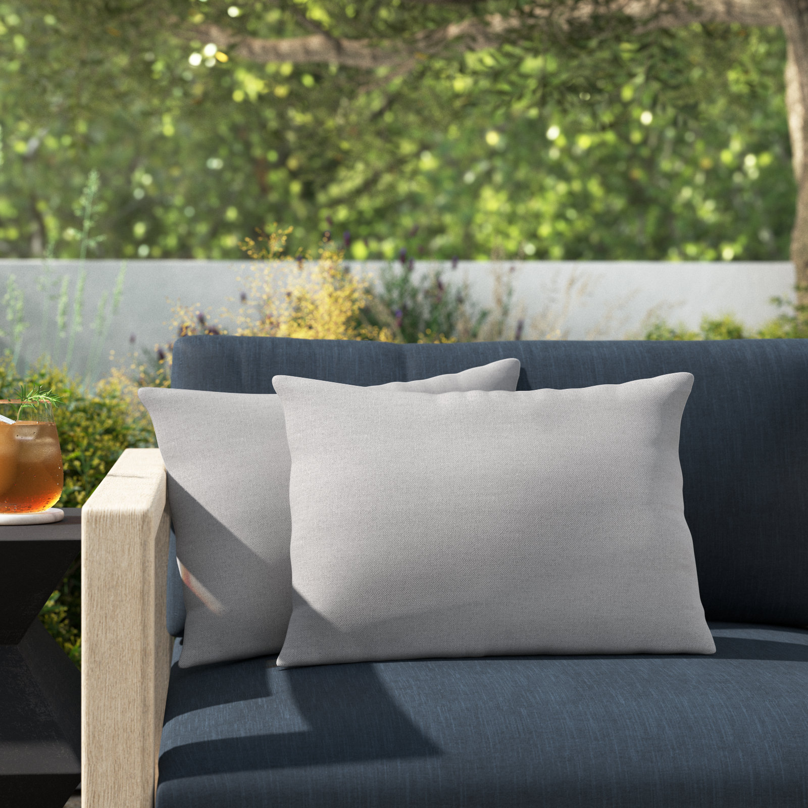 Easton Sunbrella Weather Resistant Lumbar Pillows (Set of 2), 12" x 18", Cast Pumice