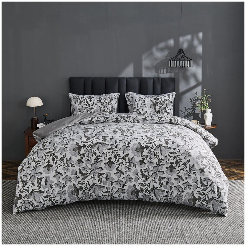 Polyester Duvet Cover Set with Pillowcases, King Duvet Cover + 2 Standard Pillowcases, Light Grey