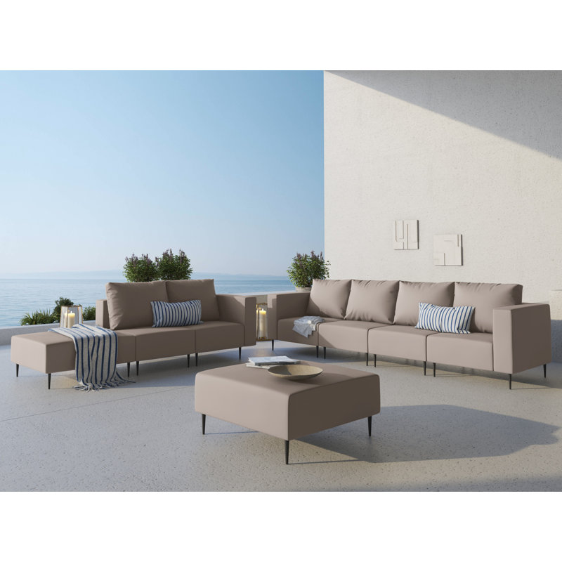 Amada Wood Outdoor Lounge Chair, Beige