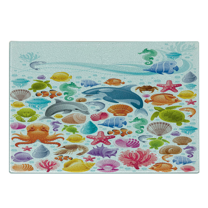 Multicolore planche à découper en verre trempé Ambesonne