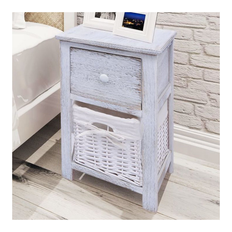 Bridgeview 28cm W Wood Bedside Table, White
