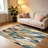 Blue Orange Abstract Geometric carpet-easy to clean, machine-washable, soft and comfortable; suitable for door mats, kitchens, living rooms, bedrooms, corridors, and laundry areas. Easy to clean, durable carpet for home decoration.-128973604