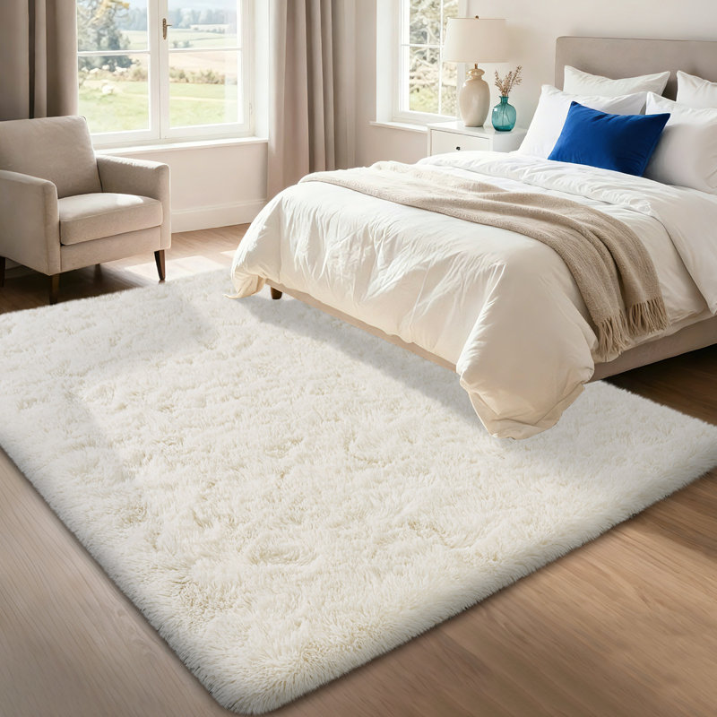 10x14 ft Cream White Shag Rug, Ideal for living room decor, Ultra-Soft Puffy Fluffy Rug for Bedroom Flooring, Aesthetic Carpets Suitable for Kids' Rooms, Dorms, and Home Decor