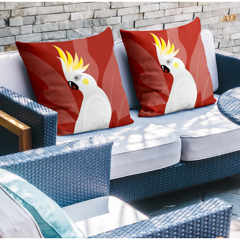 Coussin intérieur / extérieur Catoo Bird, L 19 po x H 19 po, Rouge