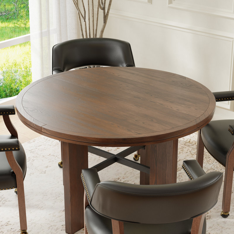 Georgio 48" Foldable Dining and Poker Game Table in Walnut, Black