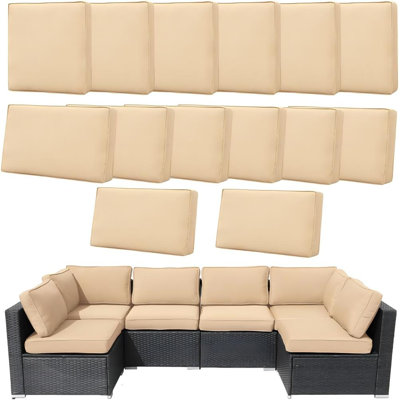 14-Piece Washable Outdoor Sofa Cushion Cover Set with Zipper | Replacement Slipcovers for 6-Seater Patio Sectional, Seat and Back Covers