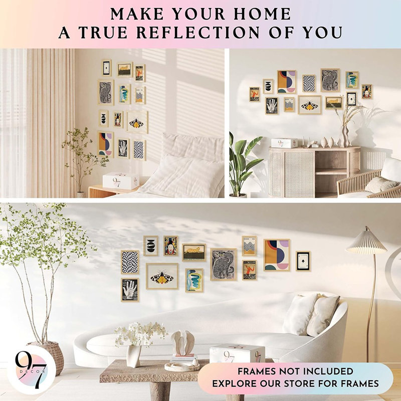97 décor rétro éclectique Wall Art Collage - Maximalist Decor estampes d'art moderne pour la décoration murale, esthétique éclectique Home Decor, Cool Funky Decor rétro affiches de Bauhaus pour chambre à coucher (non encadrées)