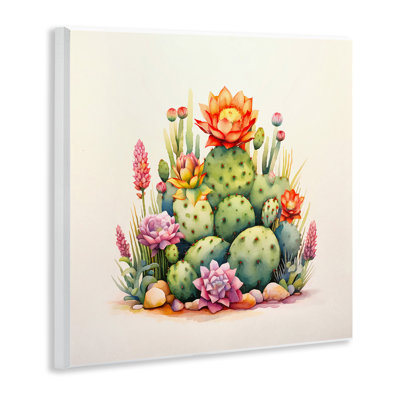 «Desert Spring Cacti», art mural sur bois par Andrea Haase
