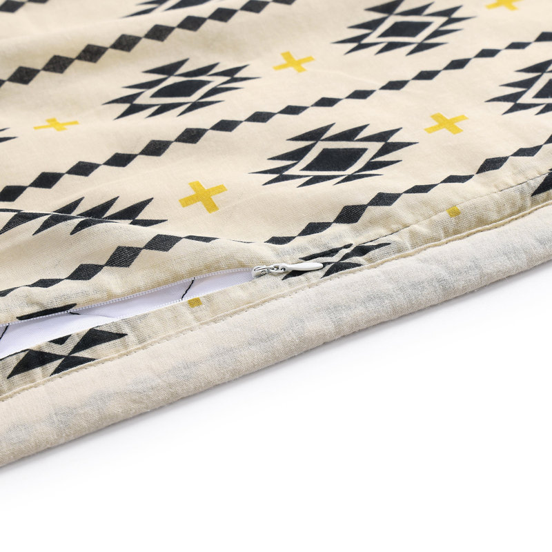 King Size Black and Beige Cotton Reversible Quilt Set