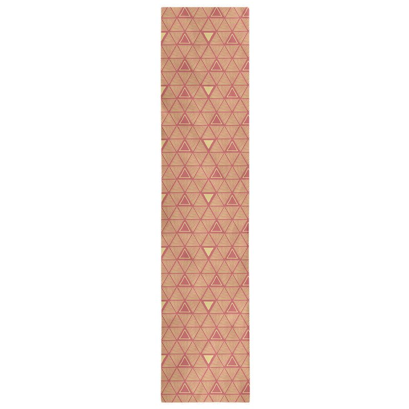 Classic Hand Drawn Triangles Table Runner, 16" x 72", Red/Yellow