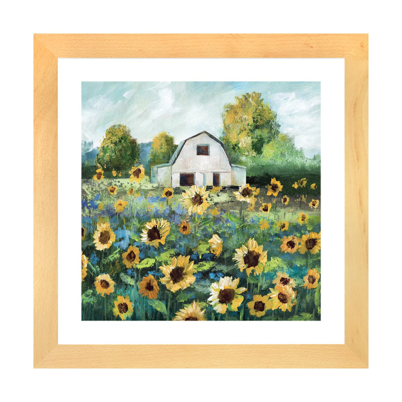 Tournesol grange par Nan - impression, H 24 po x l 24 po x P 1 po, Encadré naturel