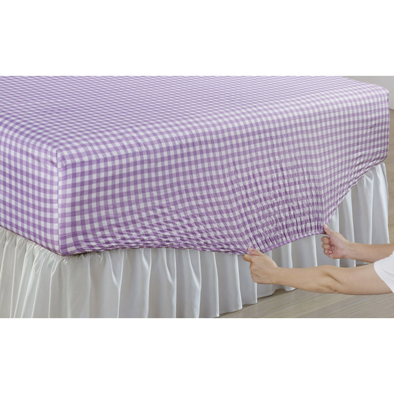 Ensemble de draps en microfibre anti-froissement, Lilas, Ensemble de draps pour lit double + un drap-housse