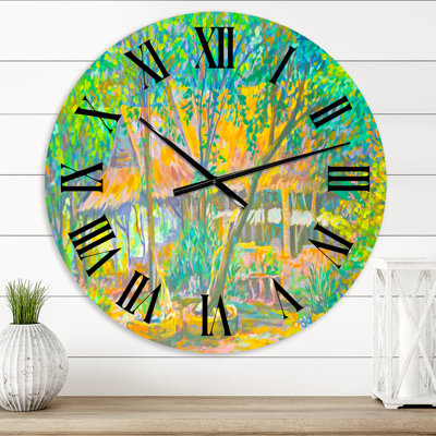 Horloge murale traditionnelle peinte à la main en bois clair